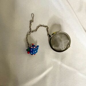 NIB Mary Engelbreit Blue Polka Dot Teapot Tea Infuser / Ball